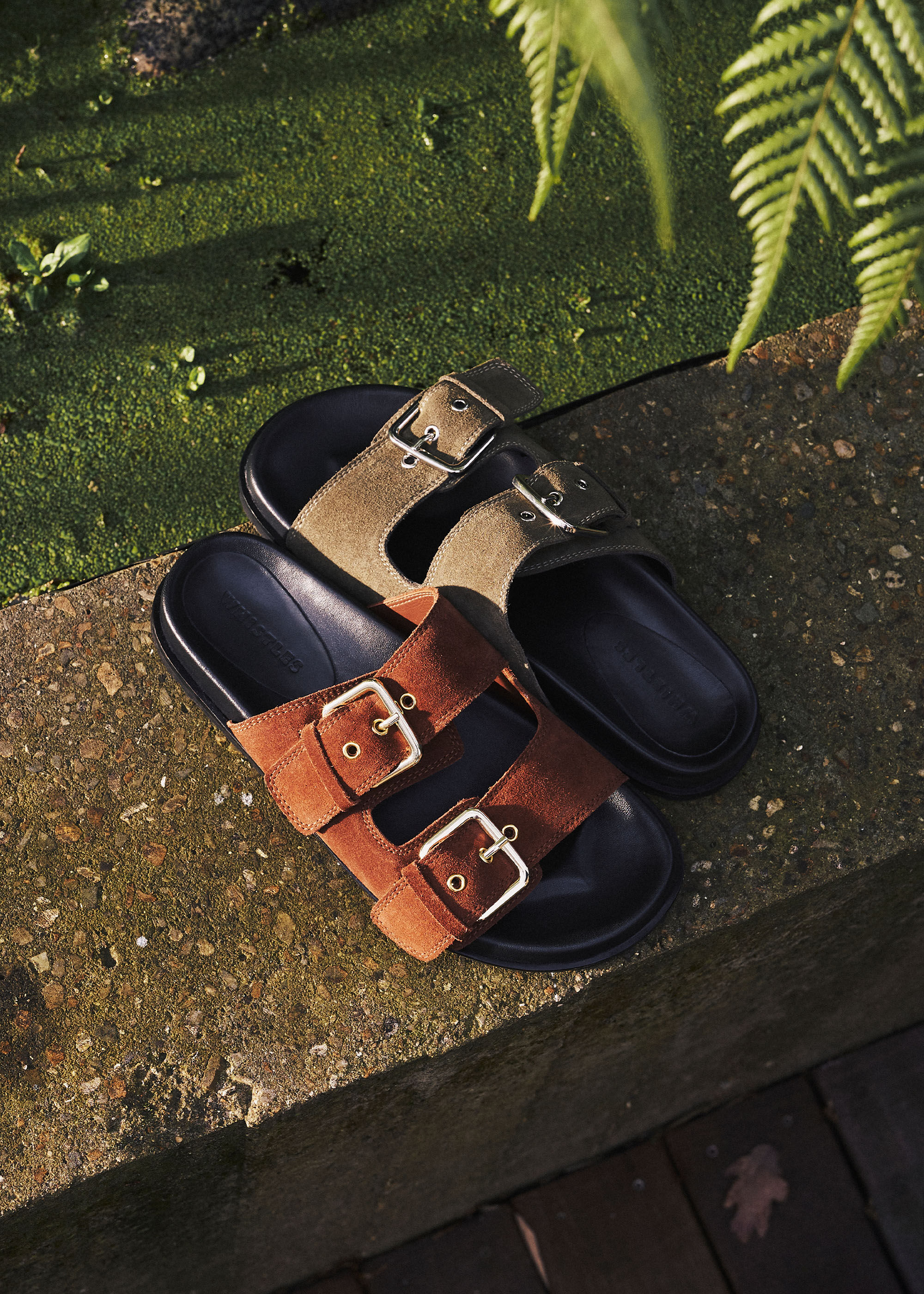 Double buckle slip sale on sandals