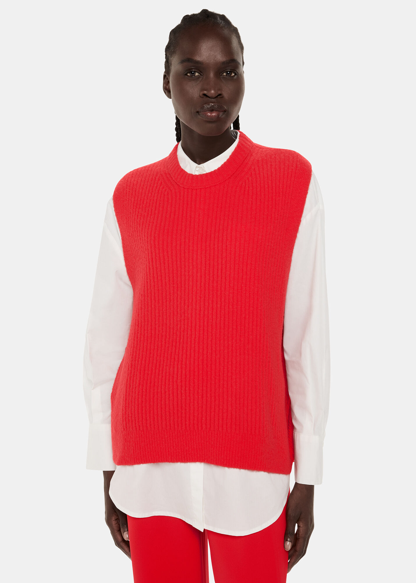 Women's Red Textured Rib Sweater Vest | Whistles US |