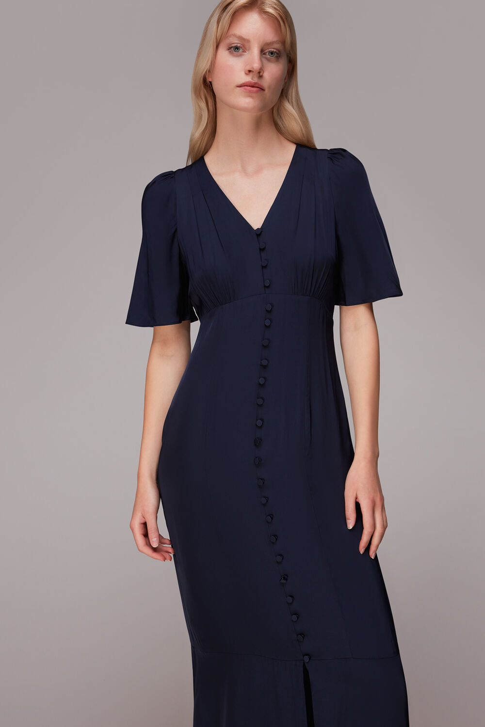 Navy Simone Satin Maxi Dress