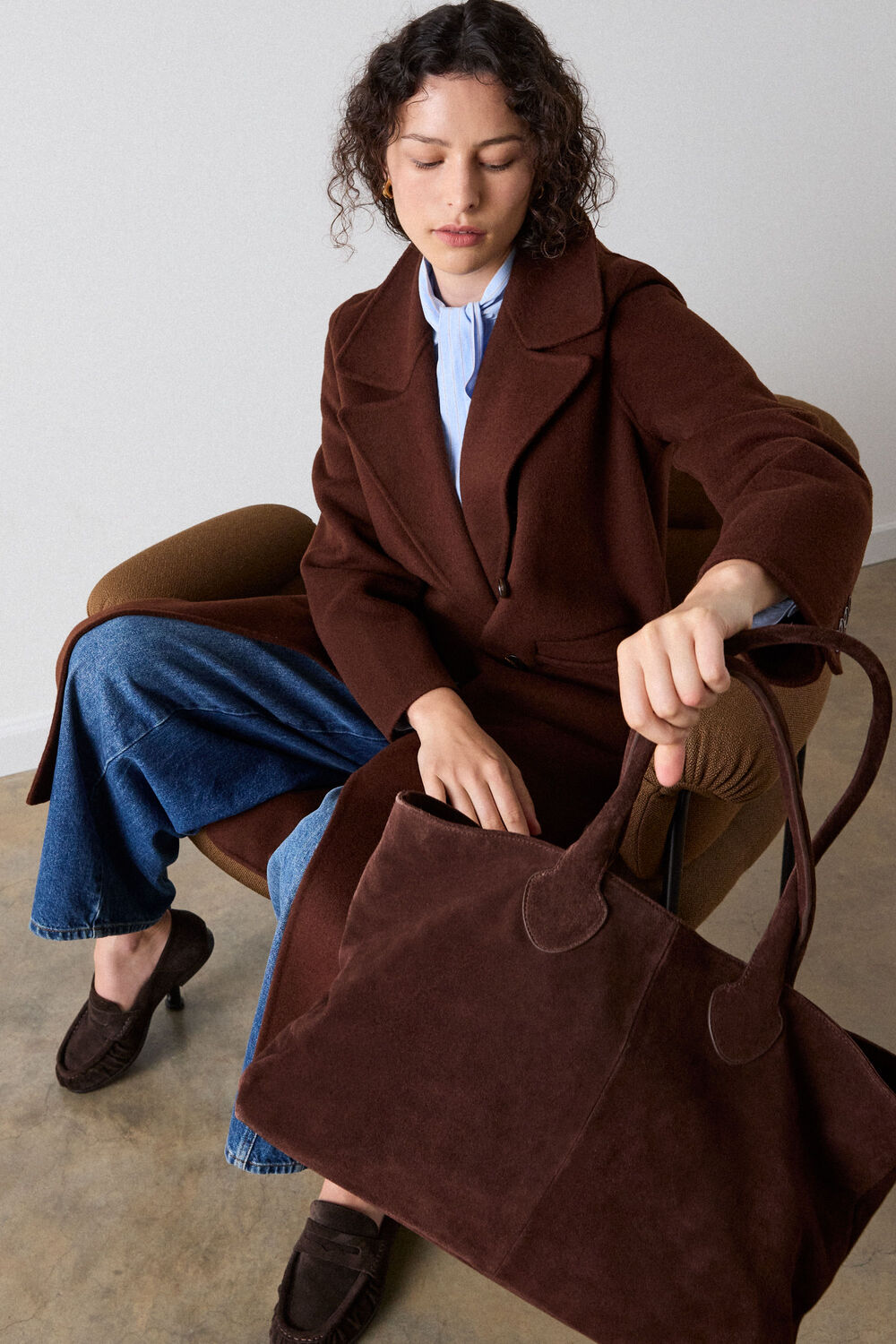 Chocolate Leandra Suede Tote Bag
