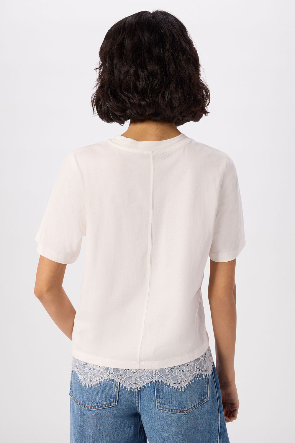 Ivory Lace Trim Detail Tee