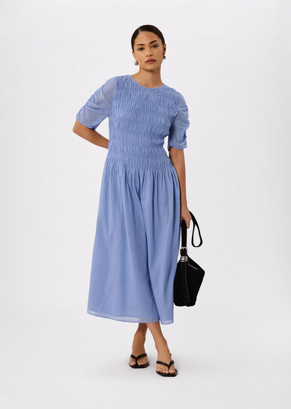 Pale Blue Petite Avery Smocked Dress