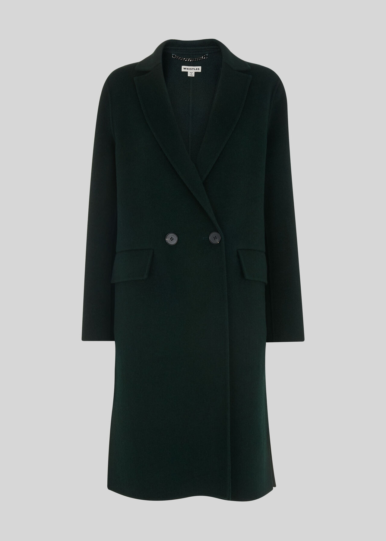 Dark Green Double Faced Wool Coat | WHISTLES