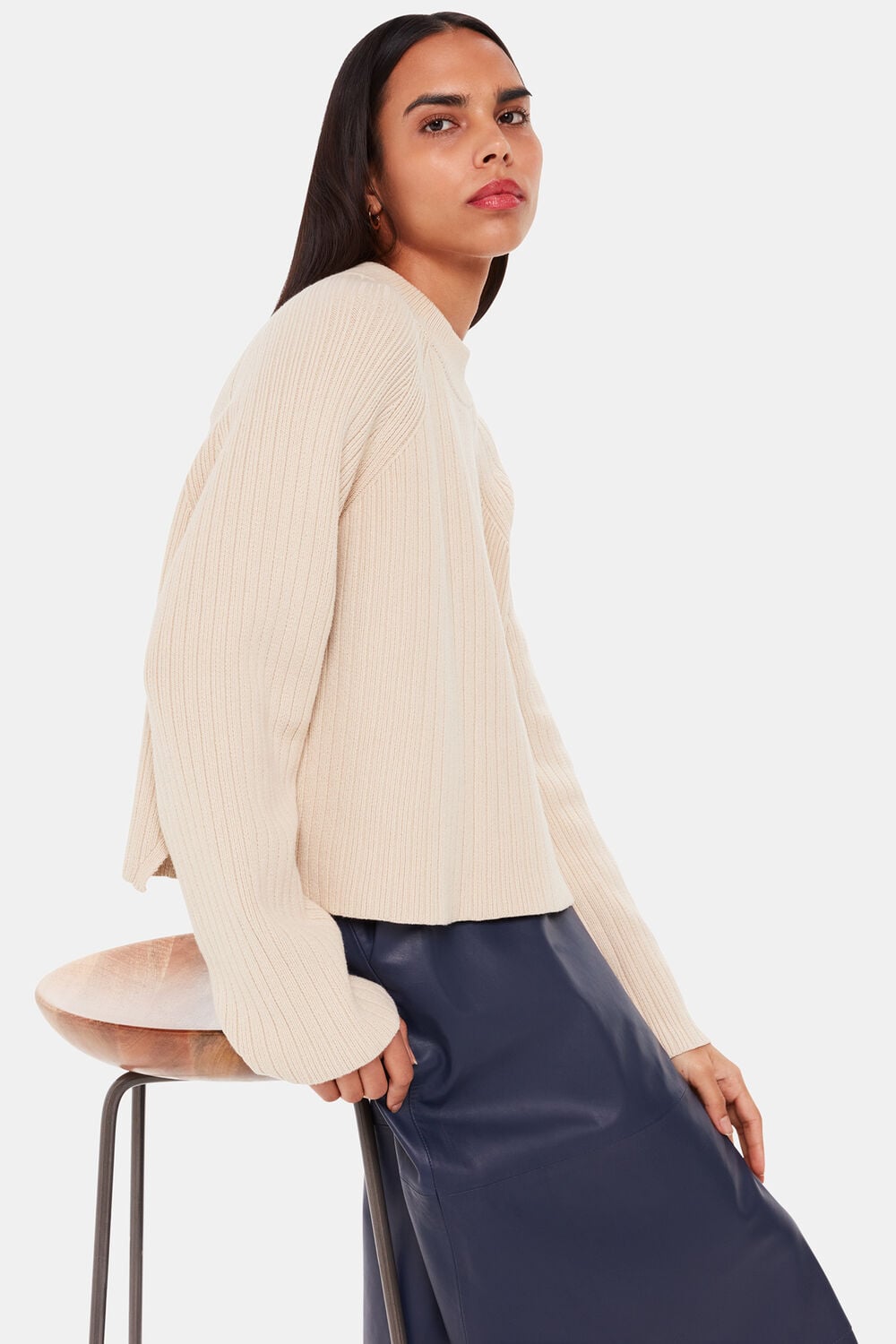 Cotton Rib Crew Neck Knit