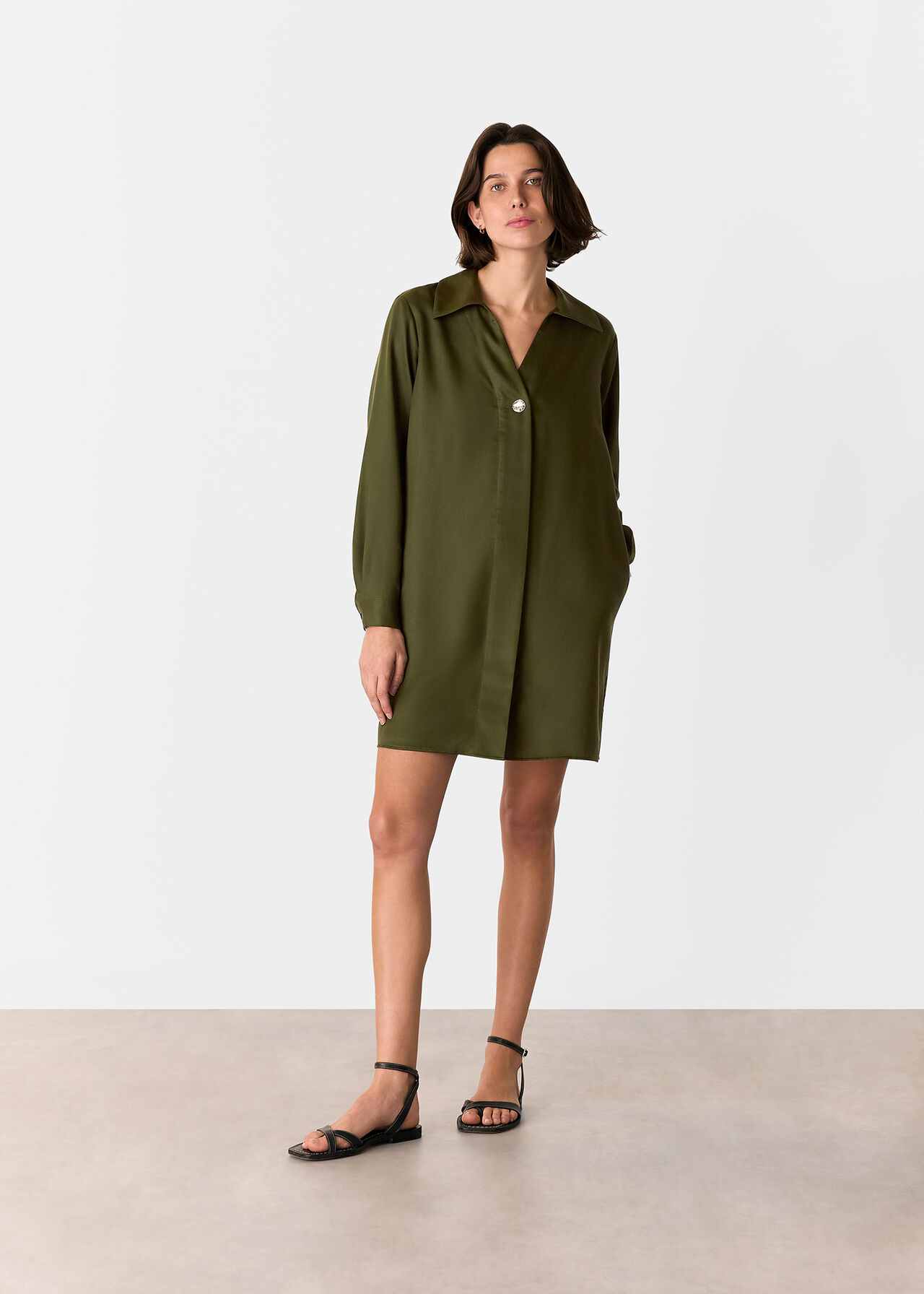 Collared Button Short Dress