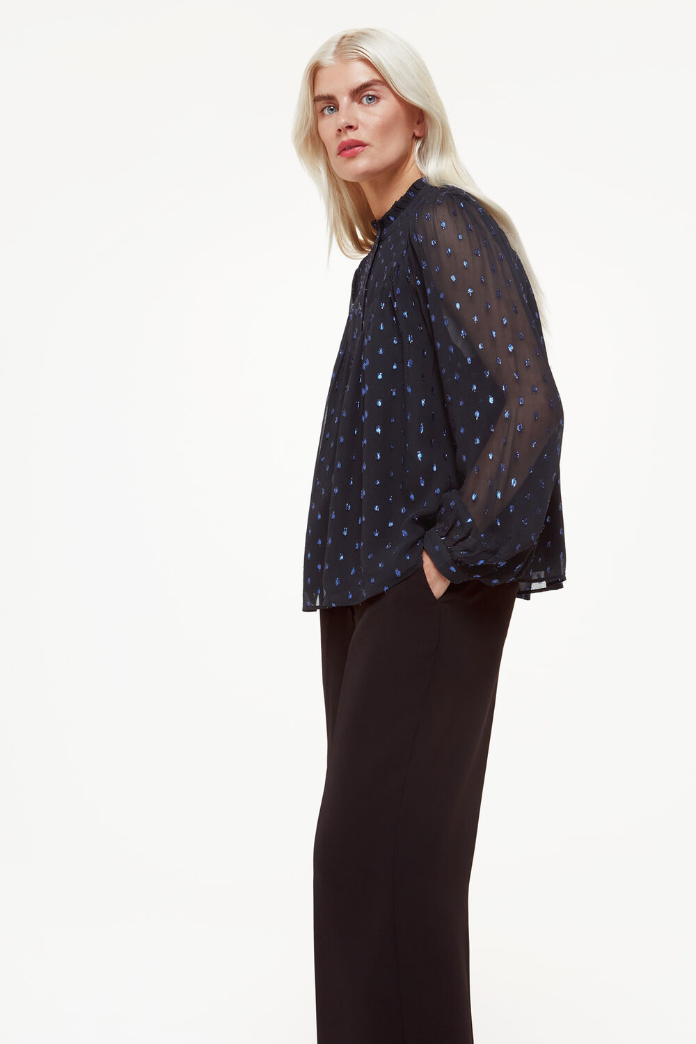Petite Mia Metallic Dobby Top