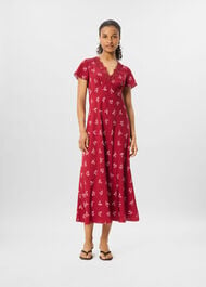 Floral Lace Trim Midi Dress