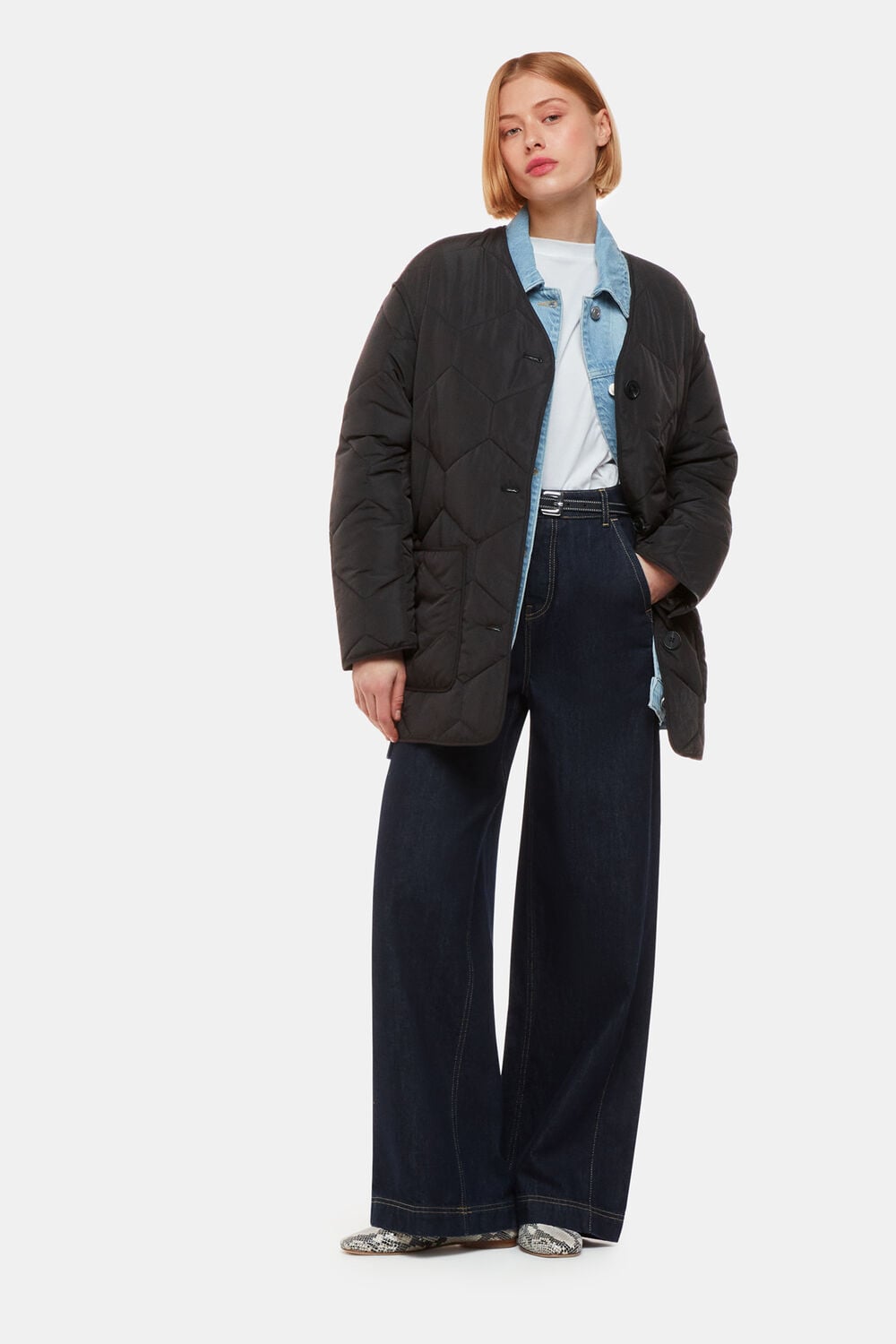 Black Rita Short Quilted Coat
