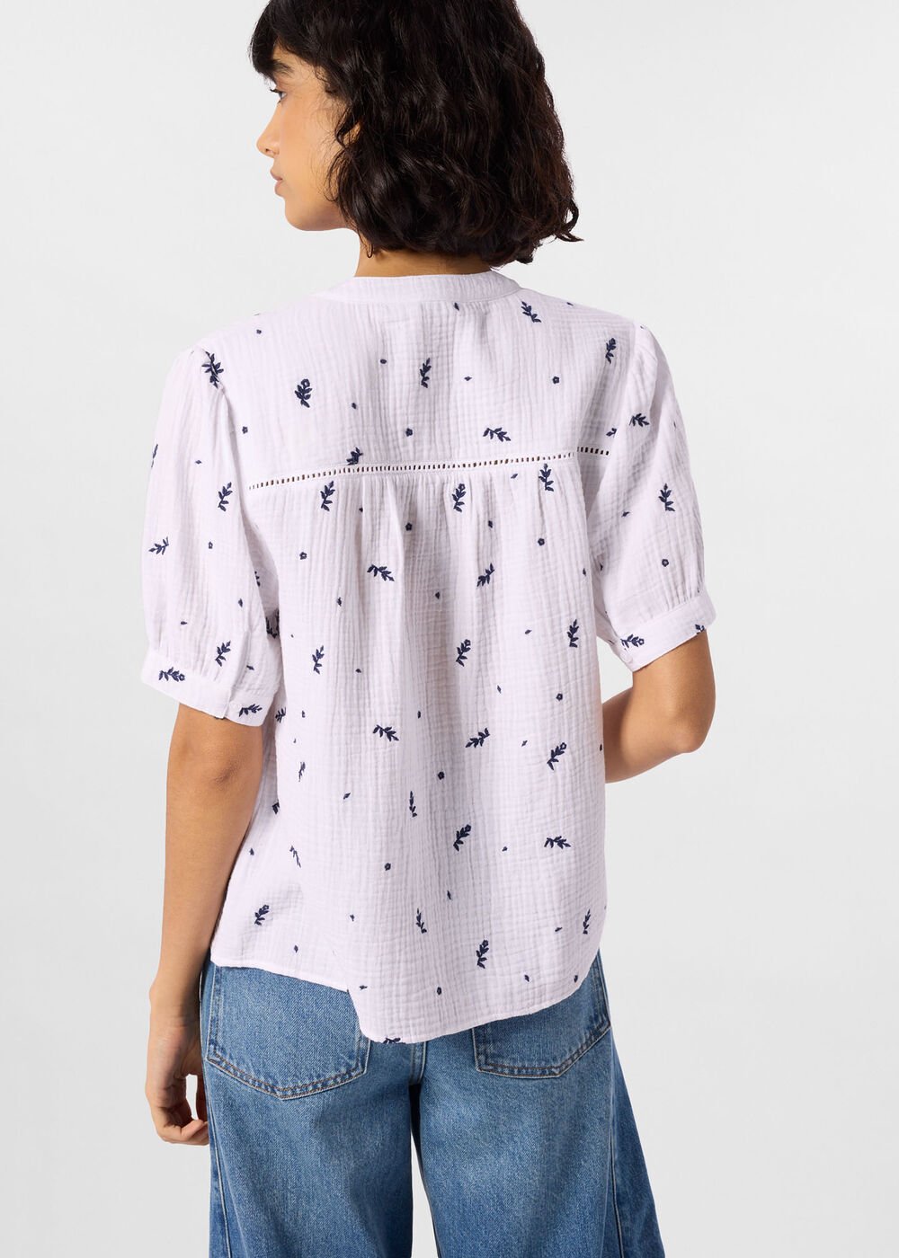 Embroidered Cotton Frill Top