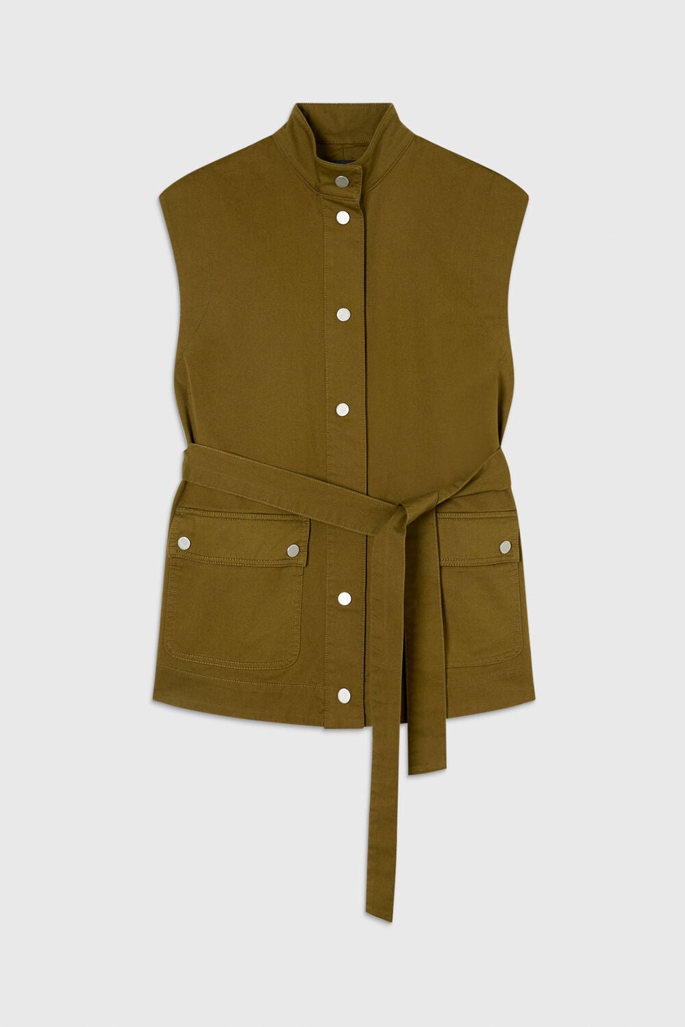 Khaki Sleeveless Safari Jacket