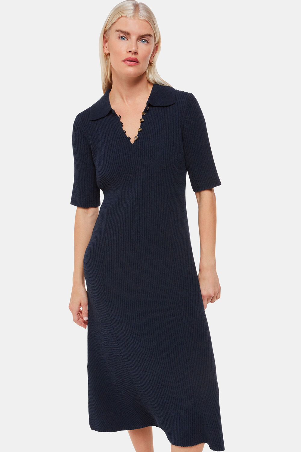 Petite Knitted Ribbed Midi Dress