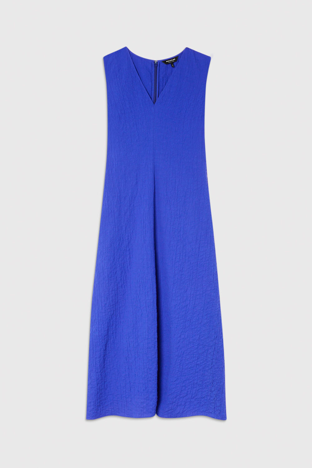 Blue V Neck Textured Dress