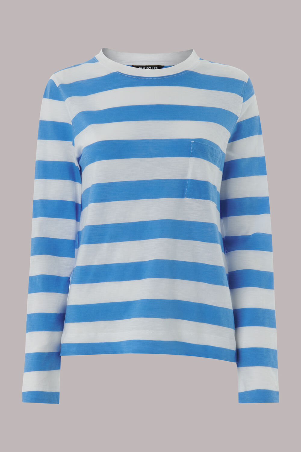 Crew Neck Stripe Pocket Top