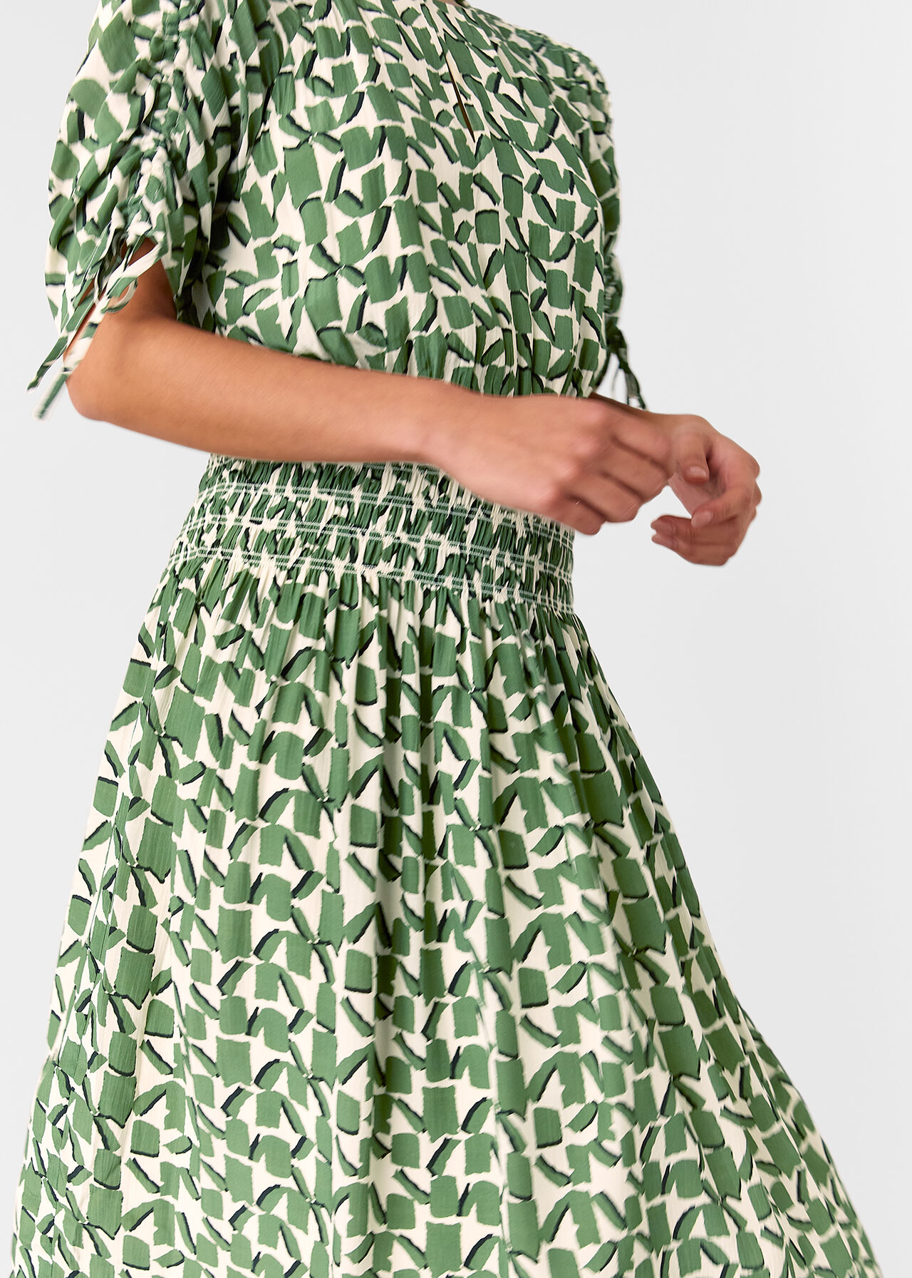 Petite Abstract Squares Midi Dress