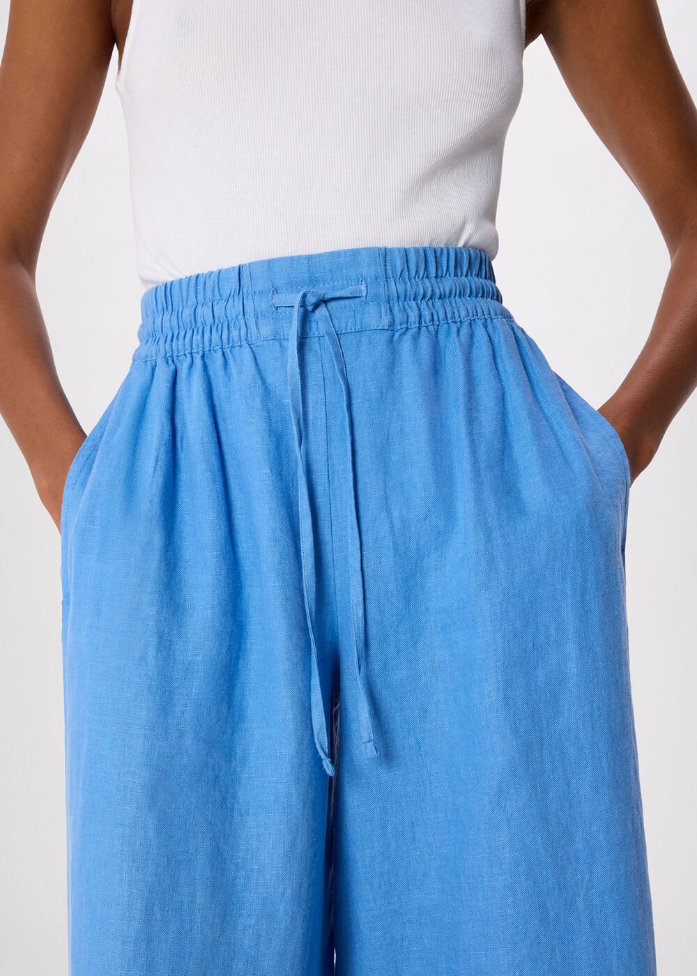 Elasticated Linen Crop Trouser