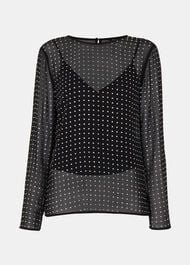 Hot Fix Sheer Sleeve Blouse