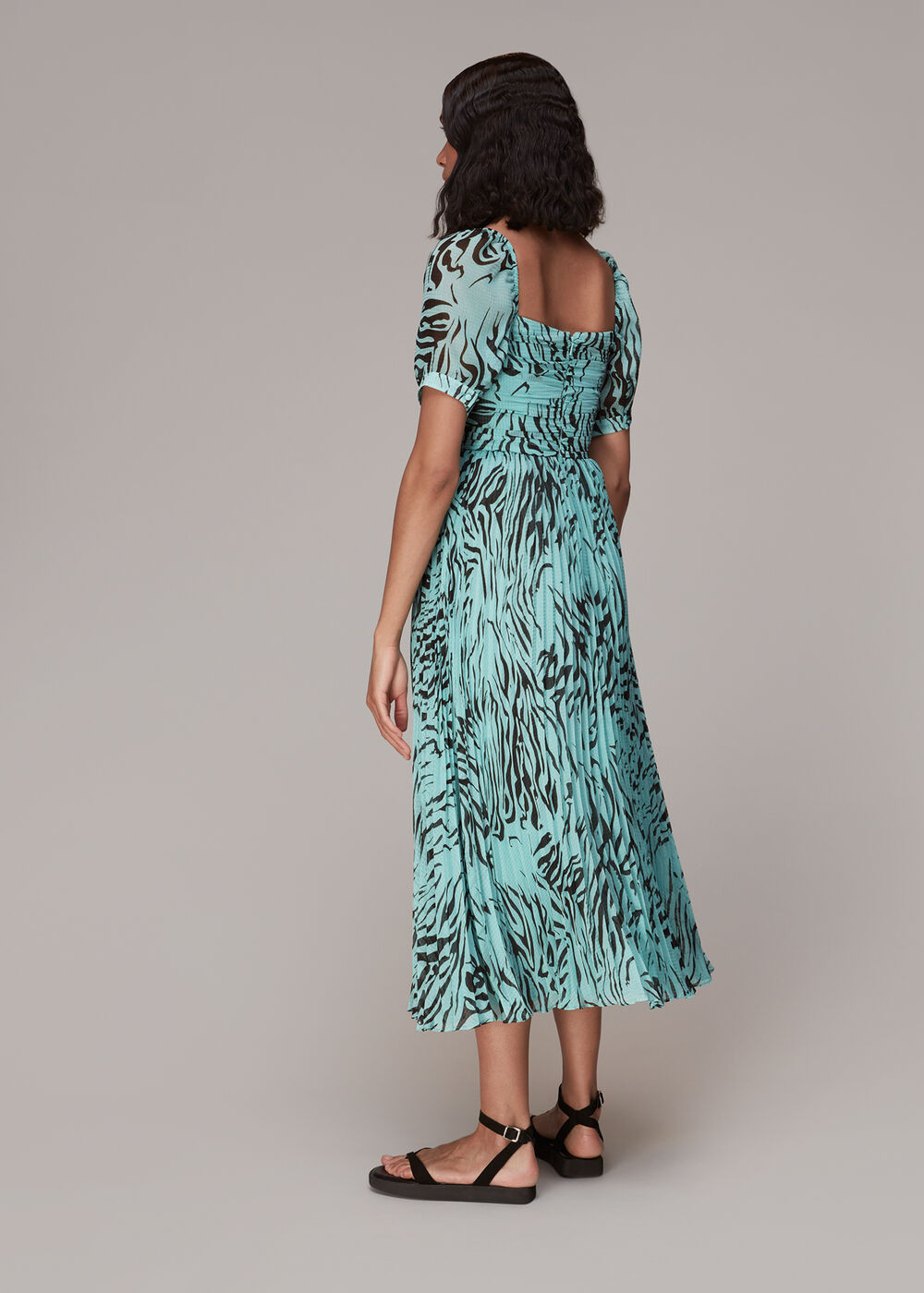 Midnight Tiger Pleated Dress