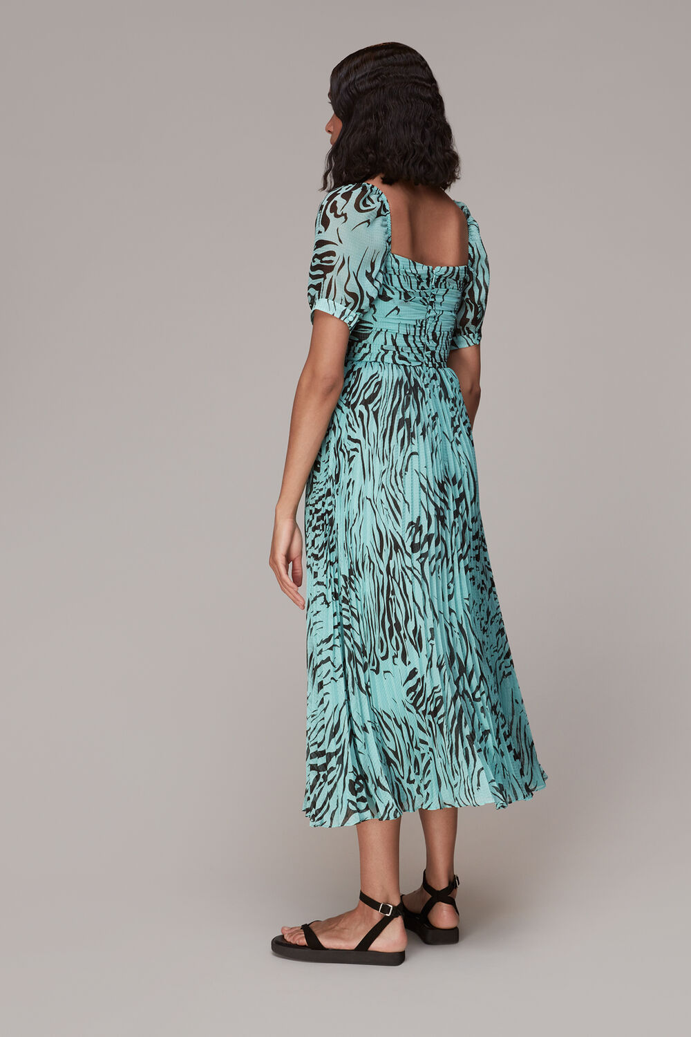Mint Midnight Tiger Pleated Dress