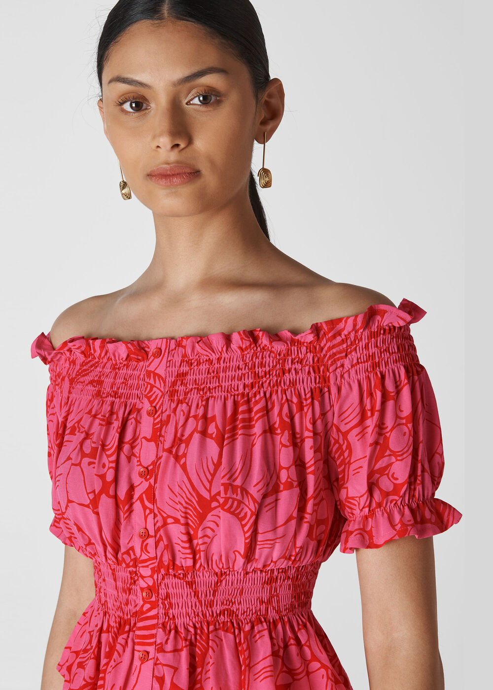 Sunflower Print Bardot Top