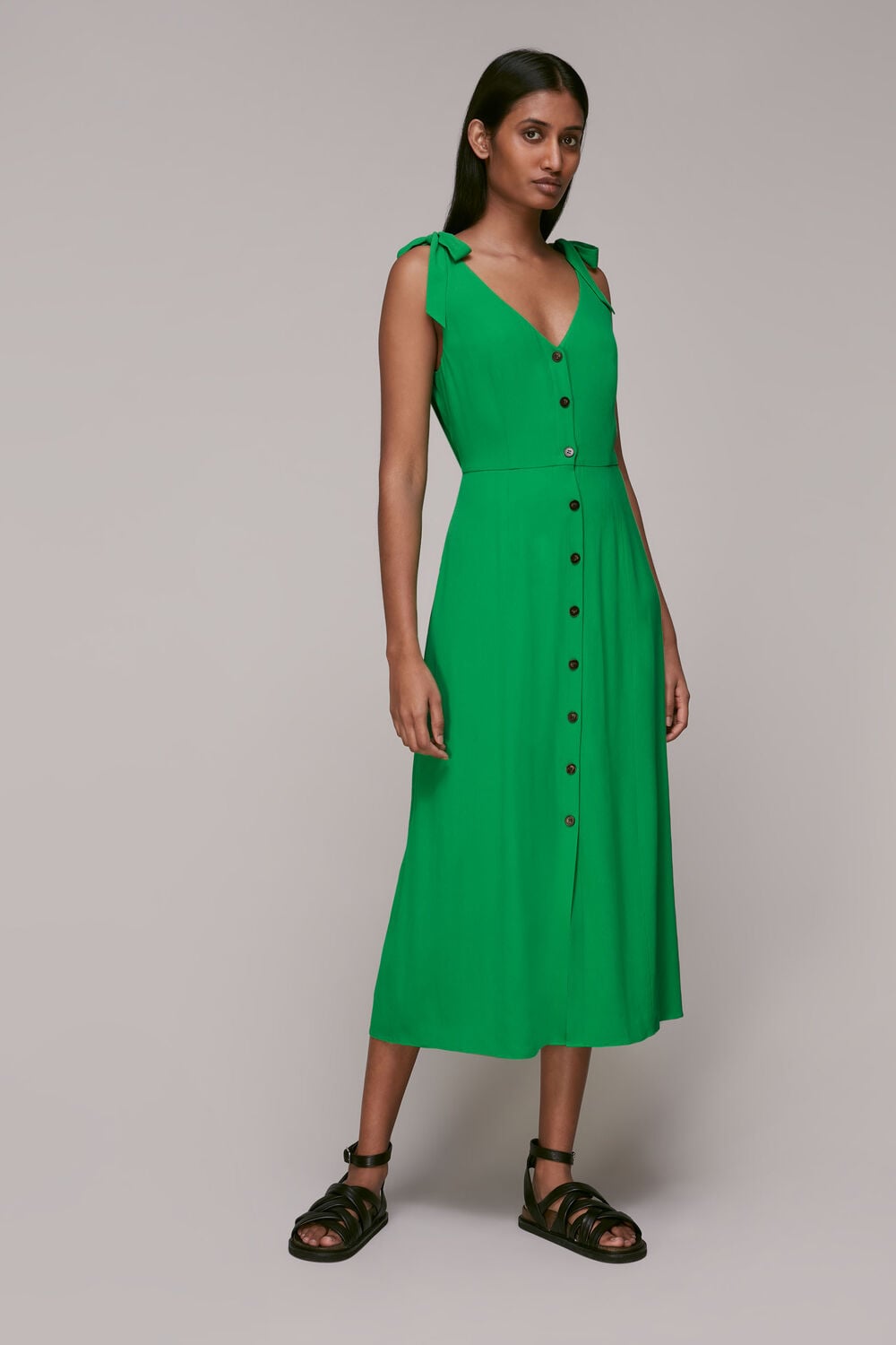 Green Hanna Tie Shoulder Dress