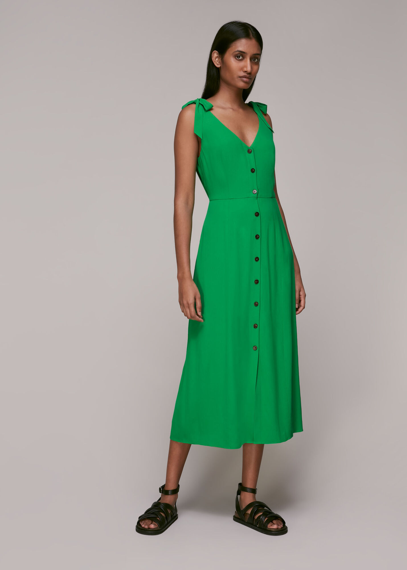 Green Hanna Tie Shoulder Dress WHISTLES