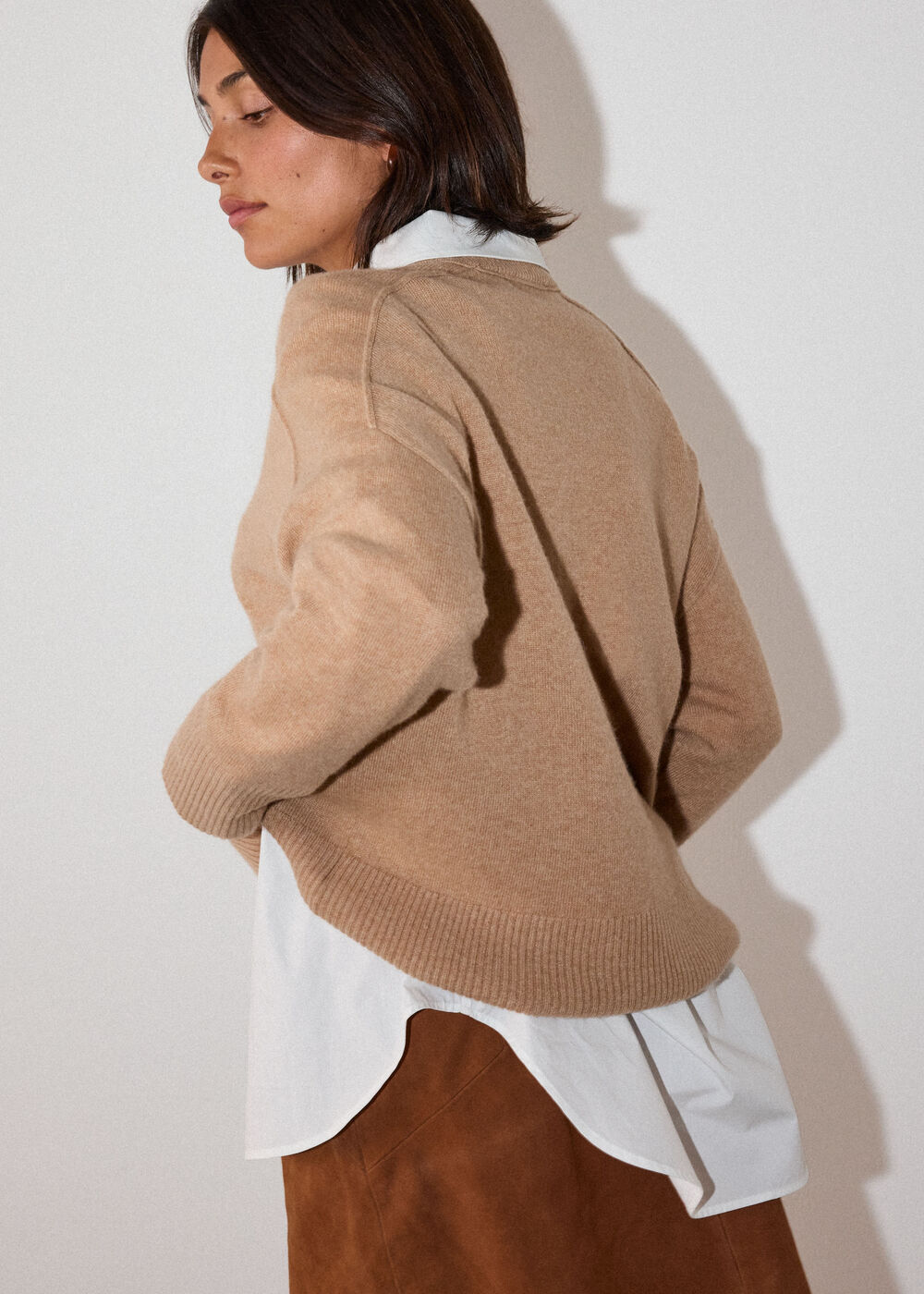 Cashmere Seam Detail Crew Knit