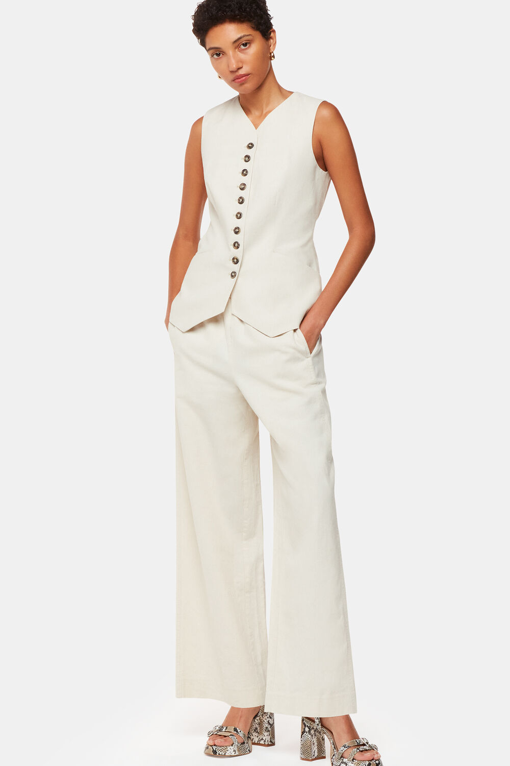 Oatmeal Lindsey Linen Blend Pants&nbsp;
