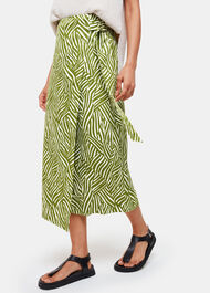 Linear Leaf Wrap Midi Skirt
