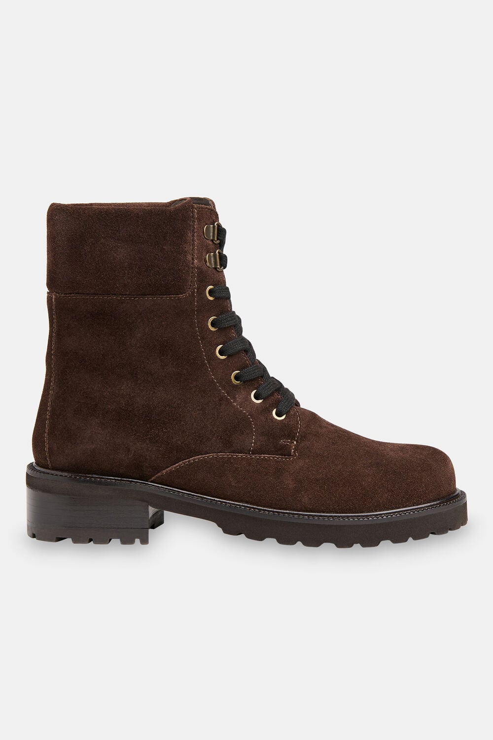 Chocolate Suede Lace Up Boot