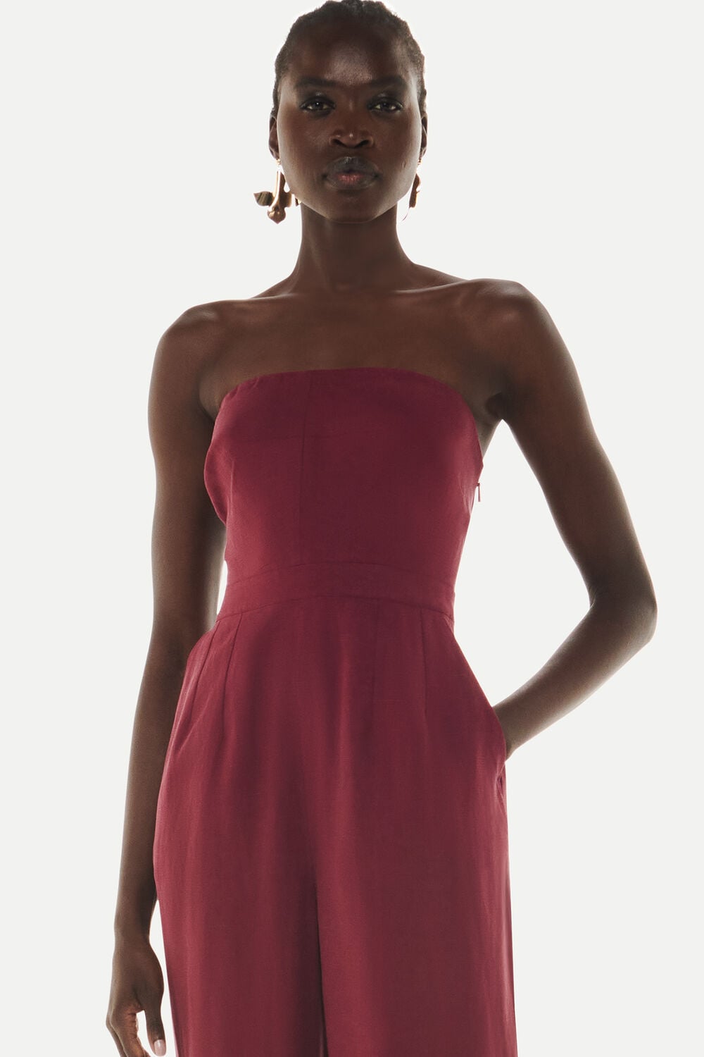 Burgundy Bandeau Jumpsuit