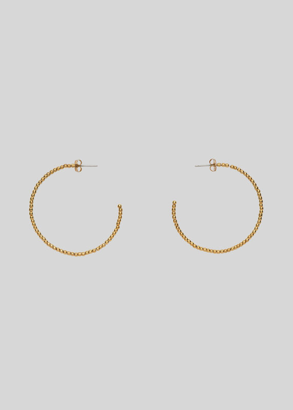 Gold Seed Bead Large Hoop Earring