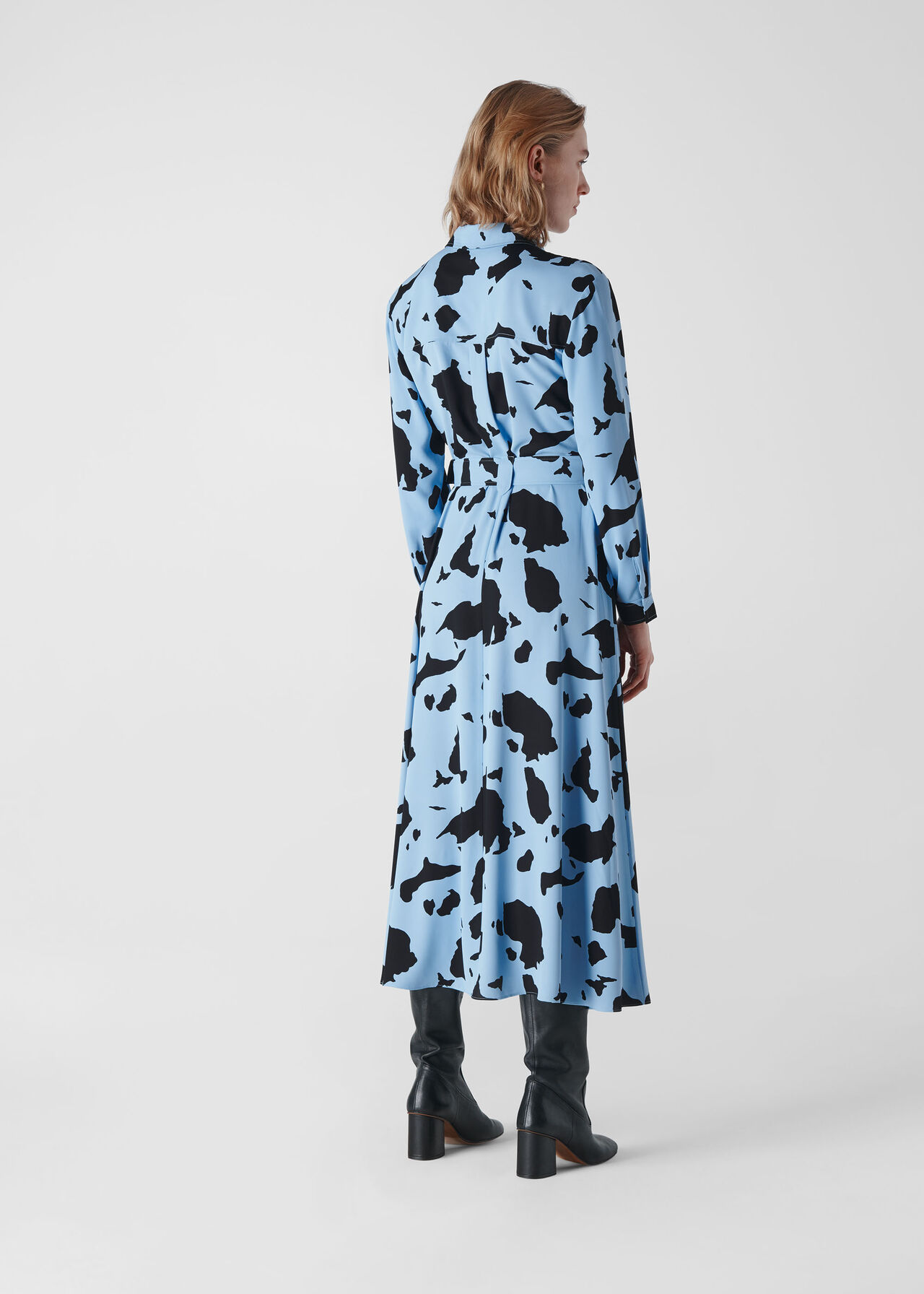 Cow Print Military Dress Blue/Multi