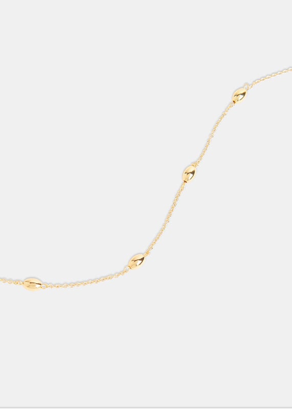 Gold Oval Beaded T Bar Necklace