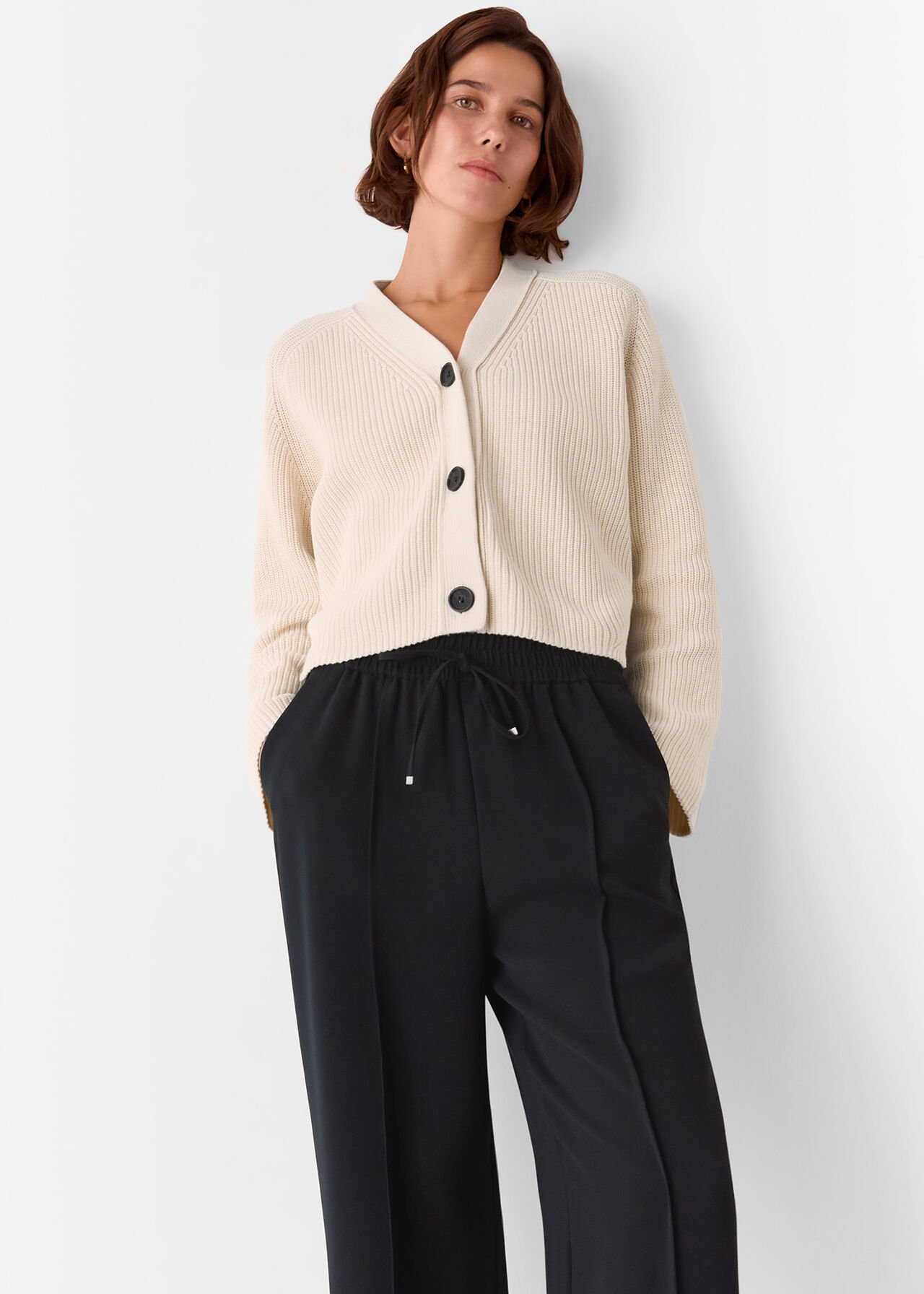 Drawstring Waist Crepe Trouser