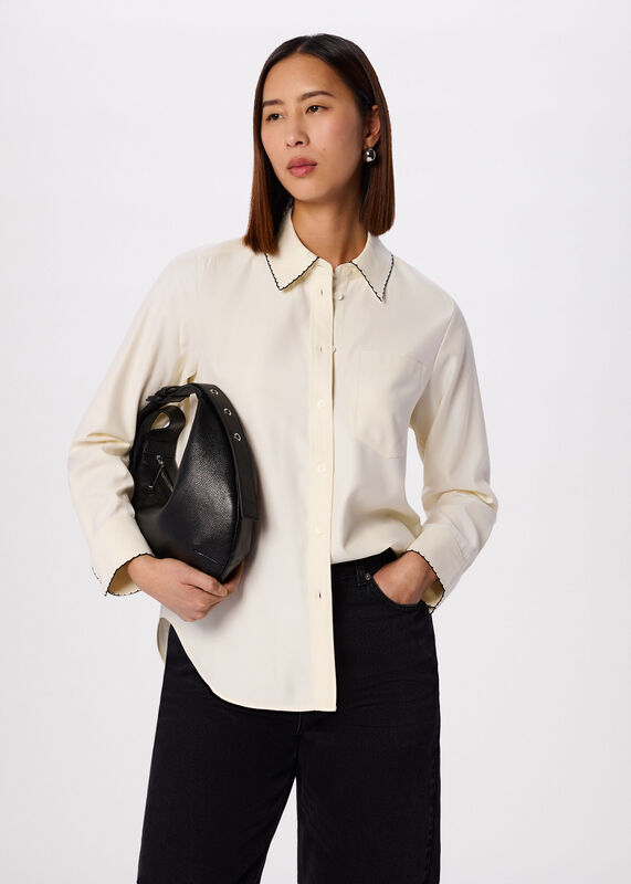 Ivory Embroidered Collar Shirt