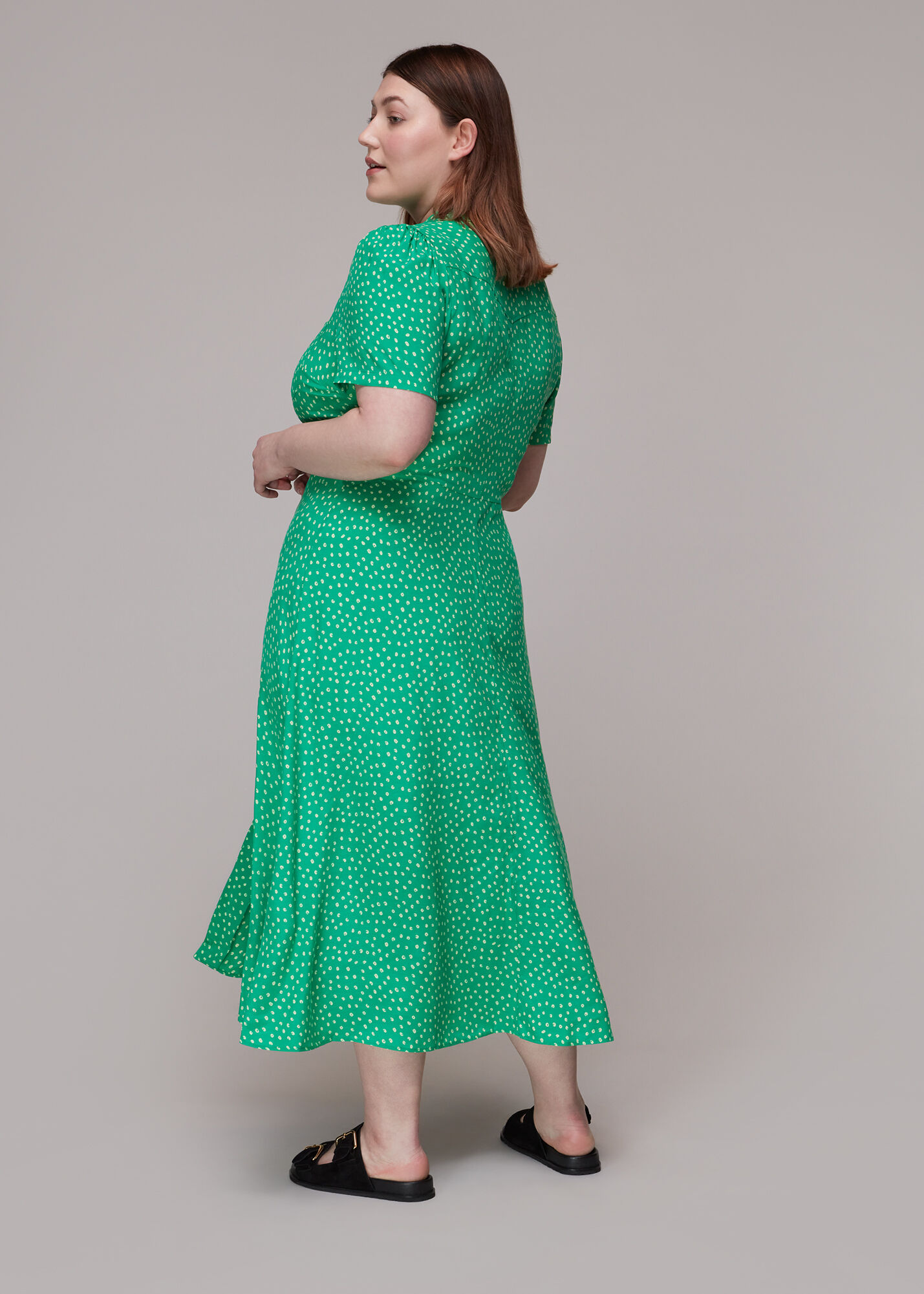 Whistles green shop polka dot dress