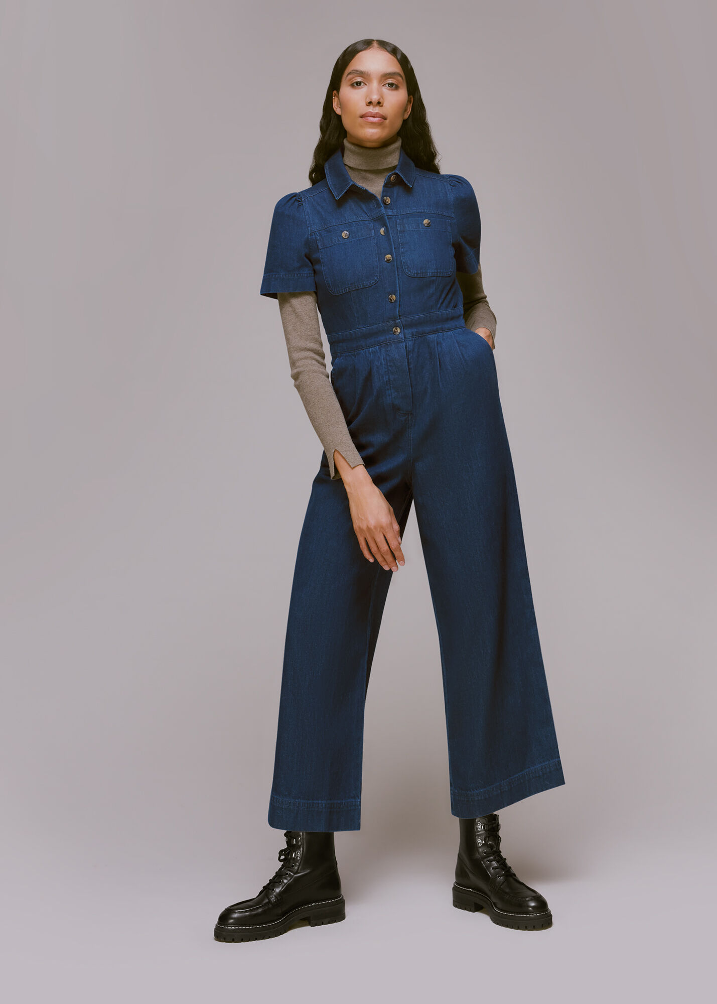 Denim Emma Denim Jumpsuit WHISTLES Whistles