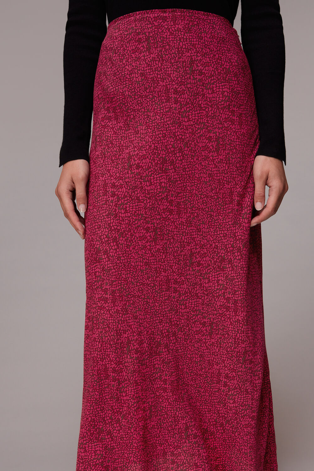 Pink Abstract Snake Bias Cut Skirt