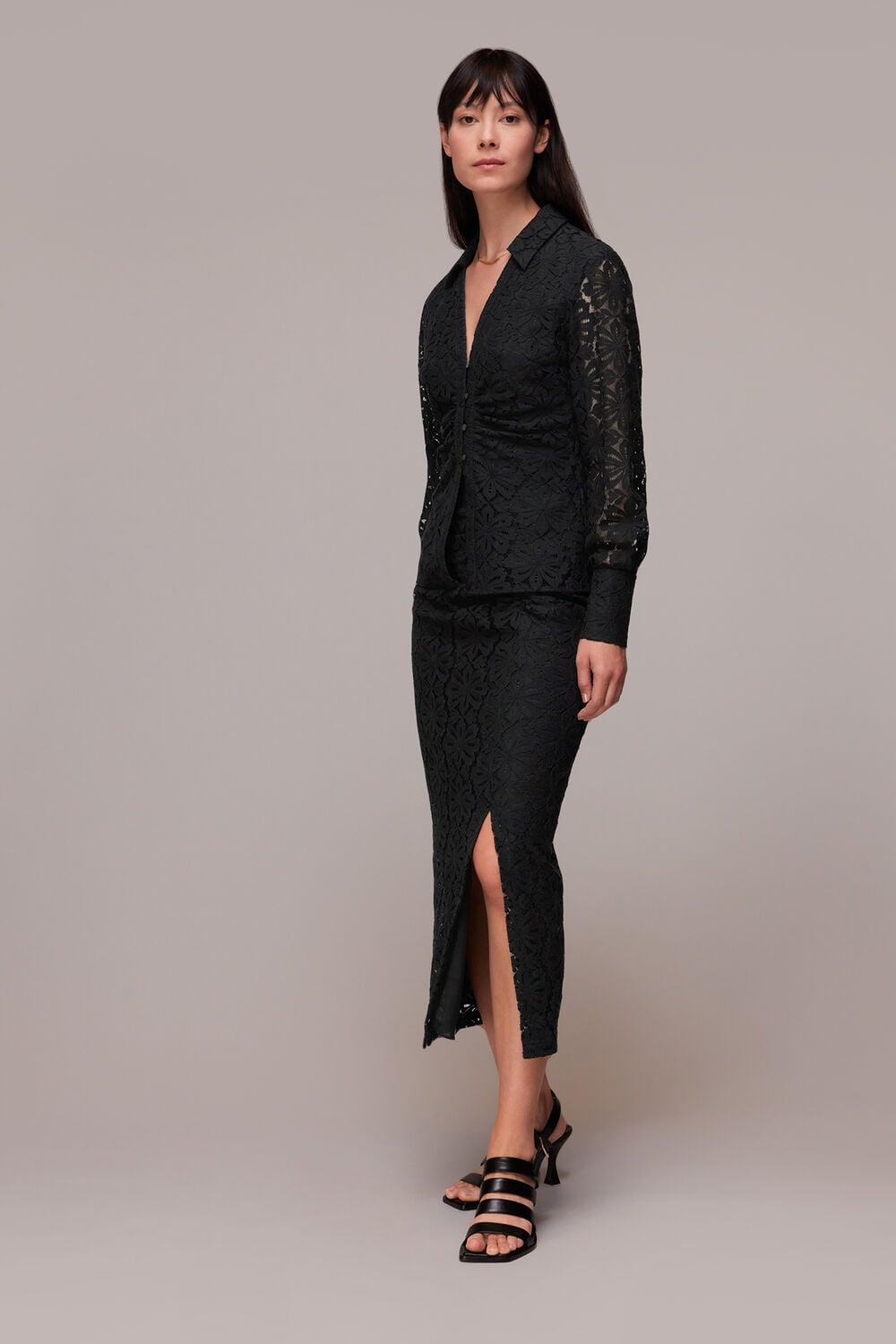 Black Lace Column Skirt