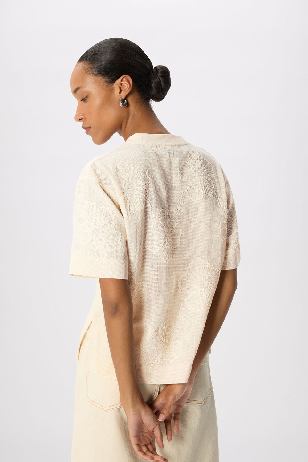 Textured Floral Jersey Top