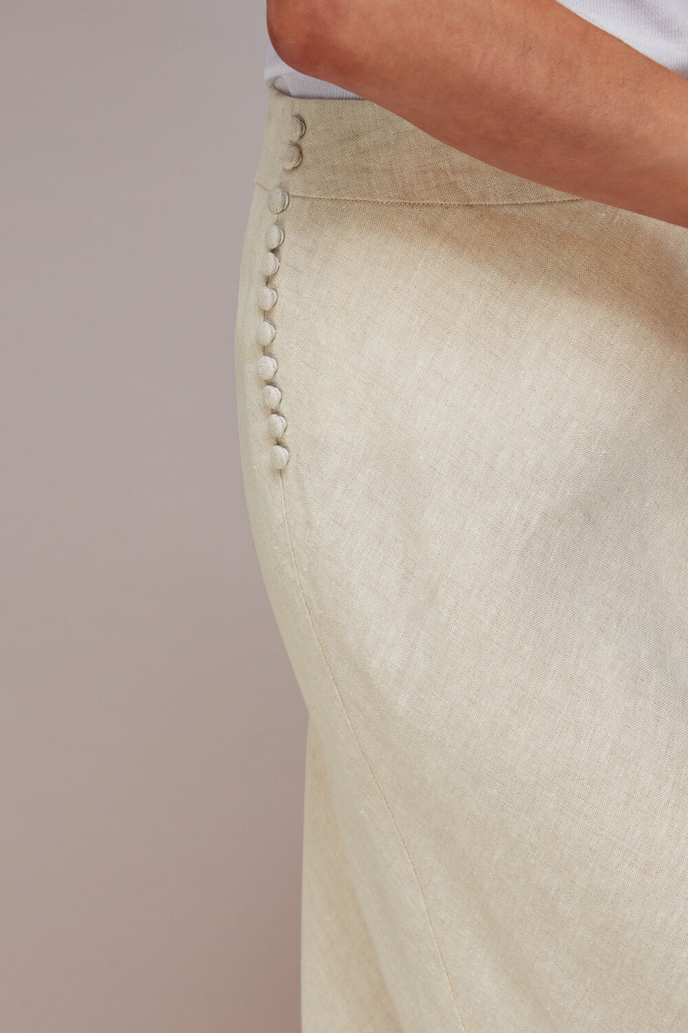 Petite Linen Side Button Skirt
