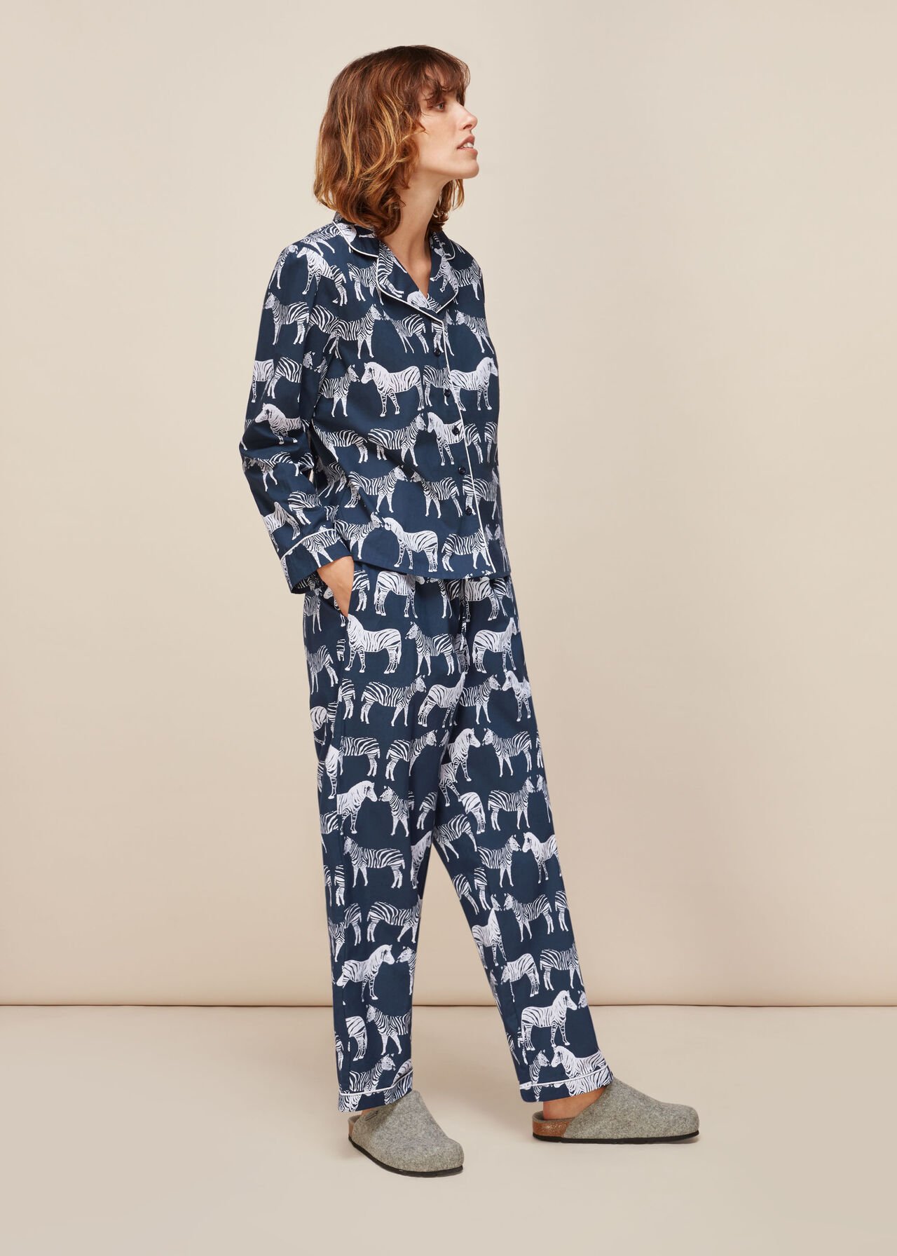Toevallig schild leiderschap Navy/Multi Zebra Print Cotton Pyjama Set | WHISTLES 