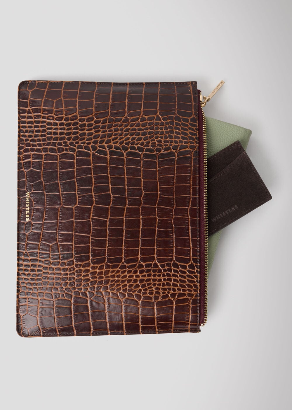 Croc Leather Medium Clutch