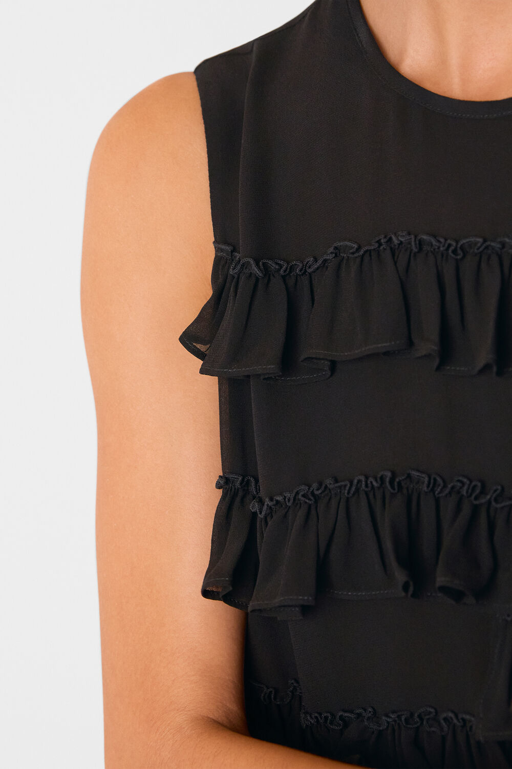 Black Frill Sleeveless Top