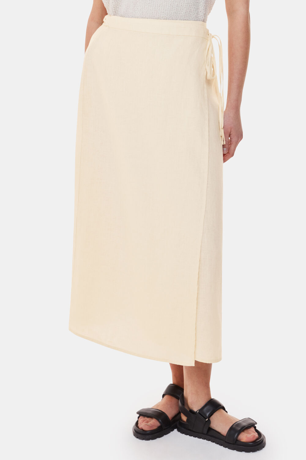Linen Wrap Midi Skirt