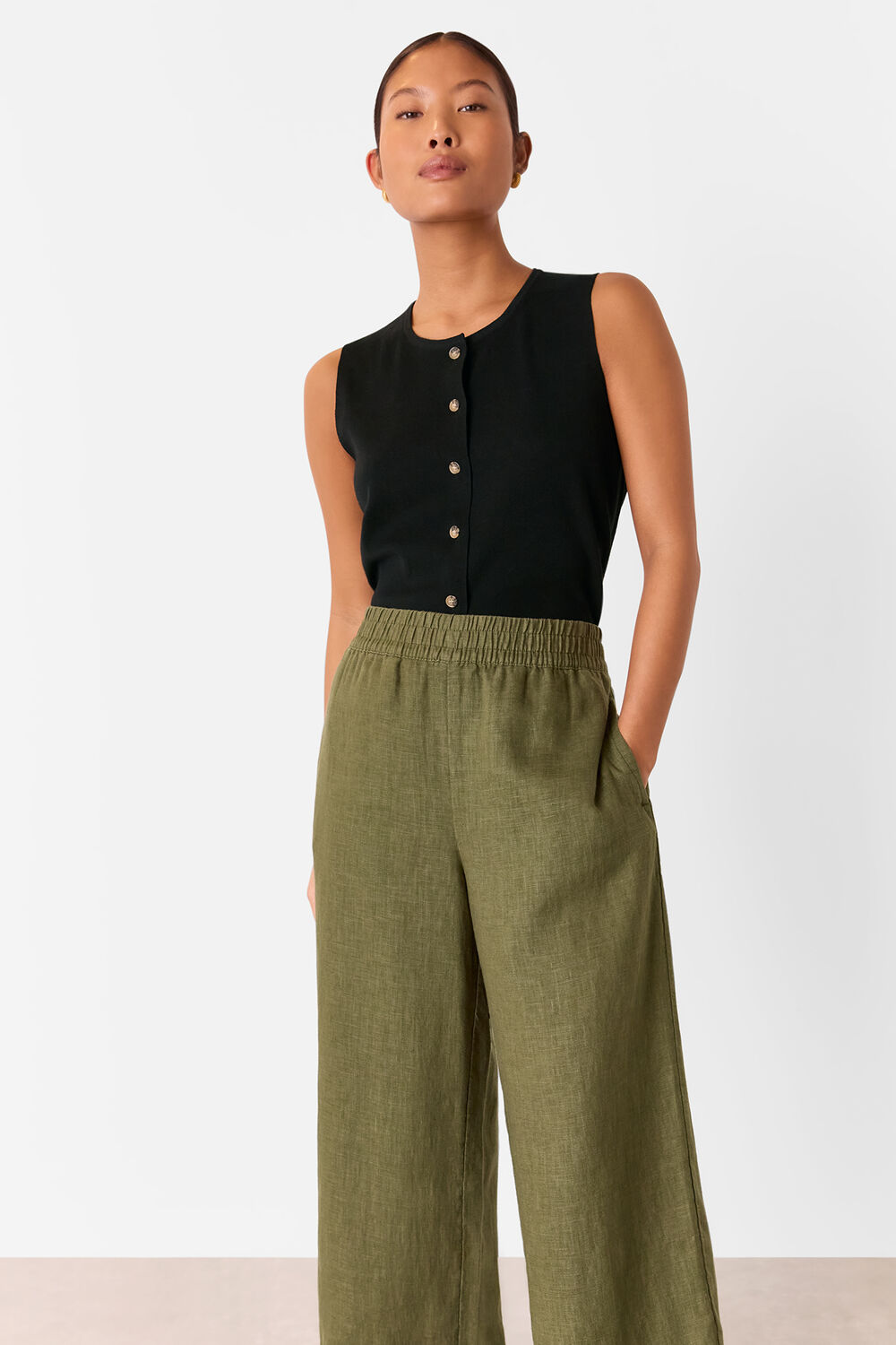Petite Linen Pocket Trouser