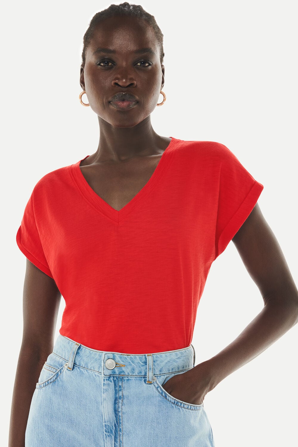 Willa V-Neck Cap Sleeve Tee