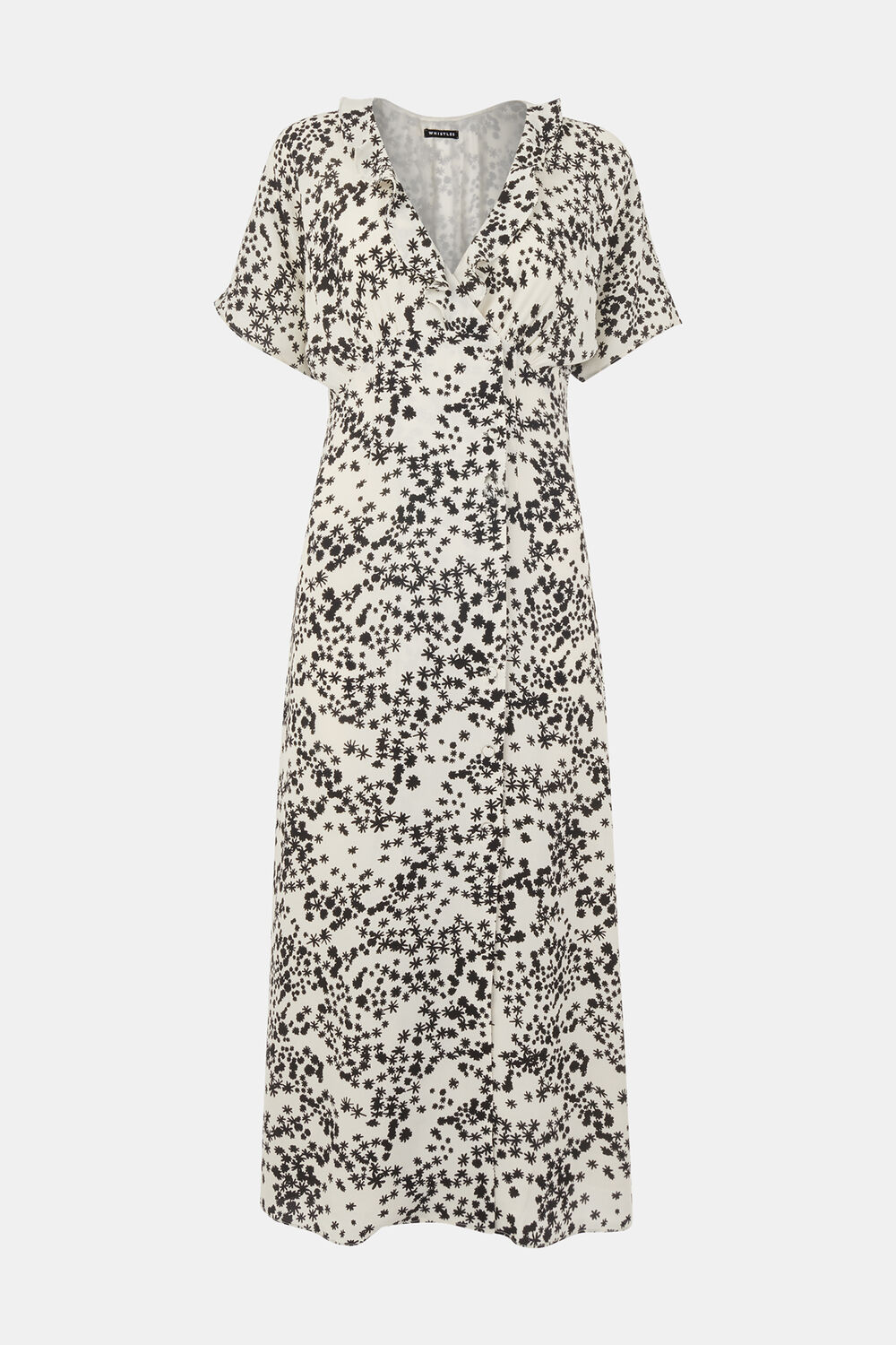 Black Dandelion Floral Midi Dress