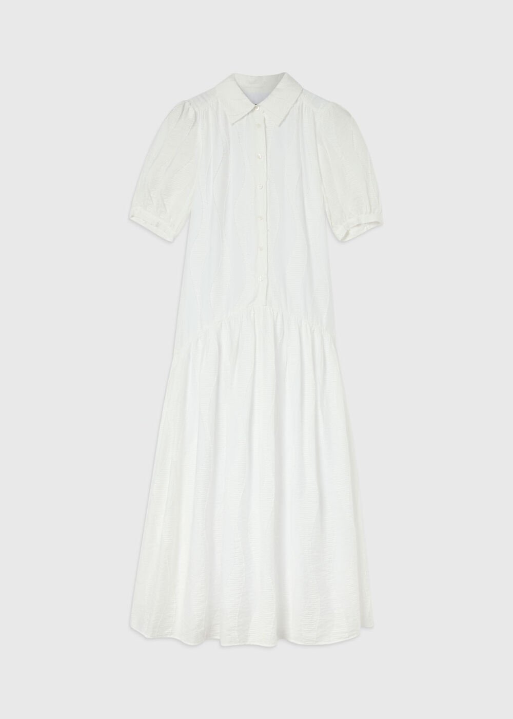 Textured Drop Waist Midi Dress