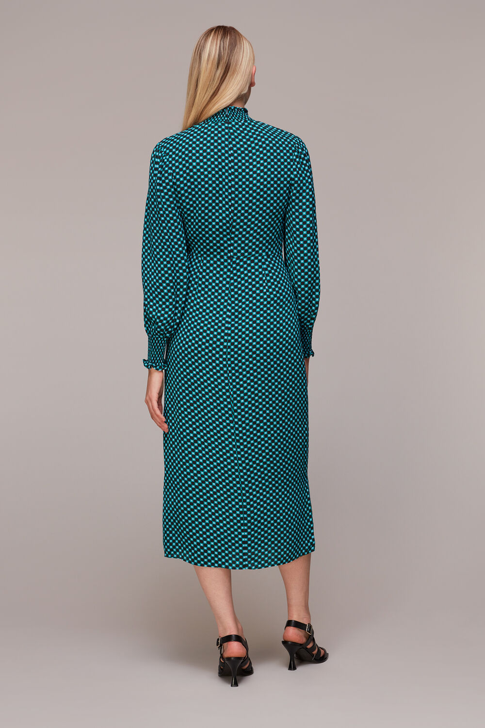 Star Check Print Midi Dress